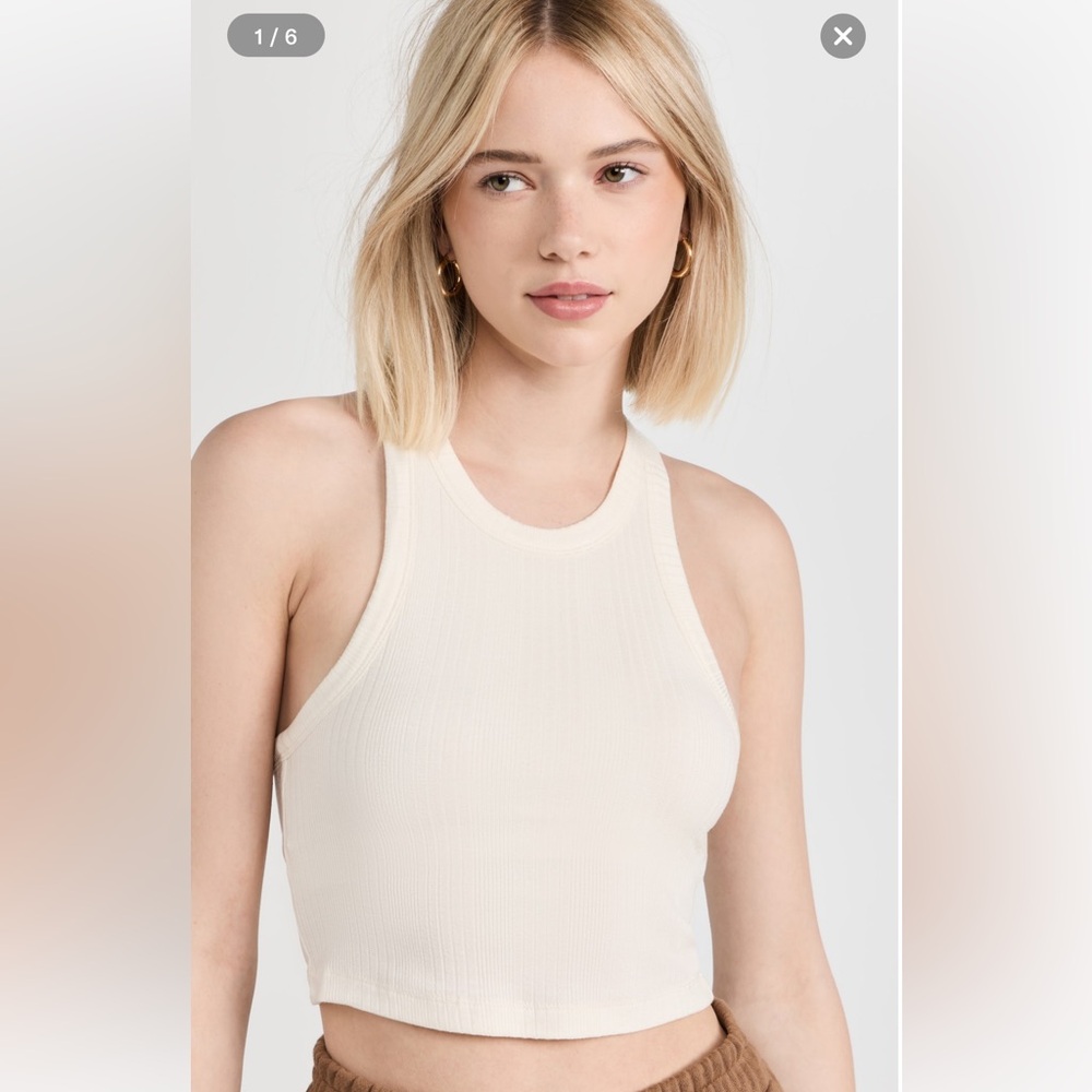 MWL by Madewell Variagated Rib Negroni Tank Cream Medium crop top racer back